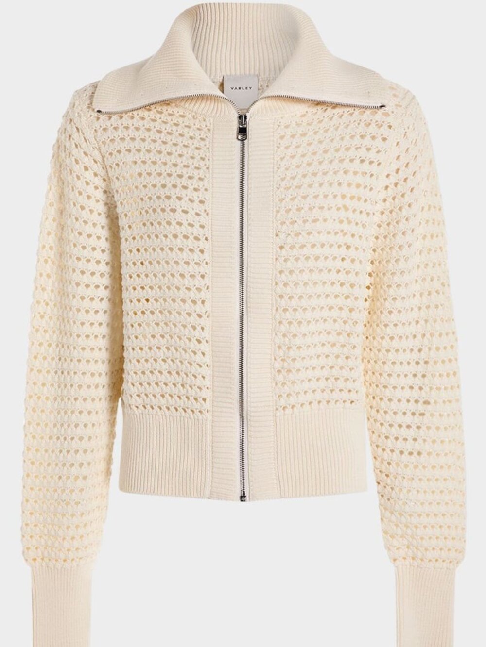 Varley Eloise Full Zip Knit Sweater in Egret - Cream. Size L (also in S, M)